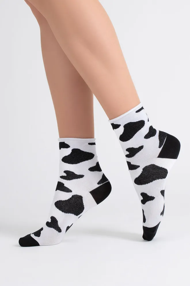 Жіночі анімалістичні шкарпетки WS2 FASHION 2505 Giulia (black/white), чорний/білий