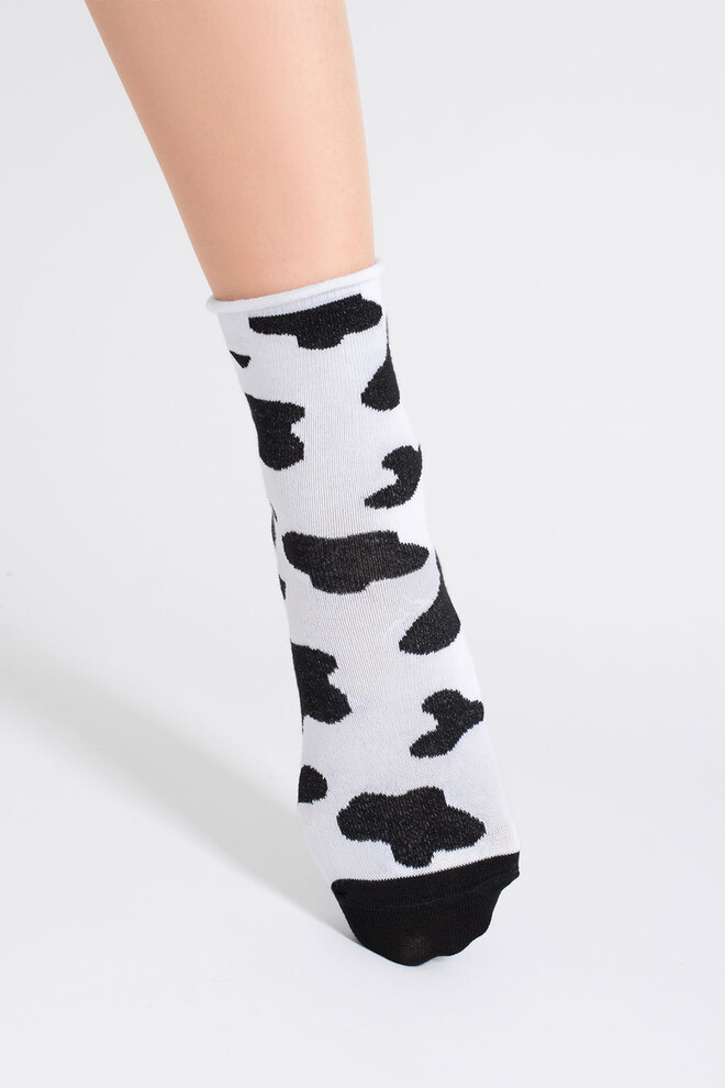 Жіночі анімалістичні шкарпетки WS2 FASHION 2505 Giulia (black/white), чорний/білий