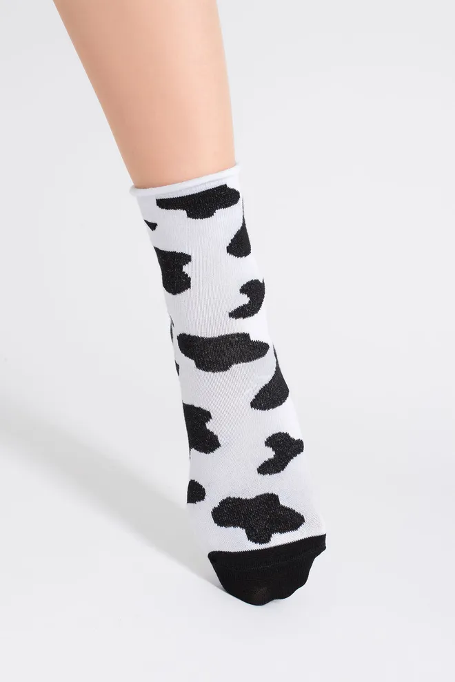 Жіночі анімалістичні шкарпетки WS2 FASHION 2505 Giulia (black/white), чорний/білий