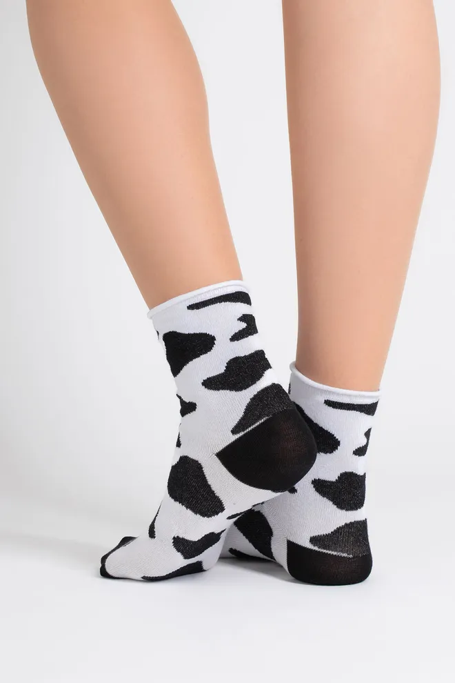 Жіночі анімалістичні шкарпетки WS2 FASHION 2505 Giulia (black/white), чорний/білий
