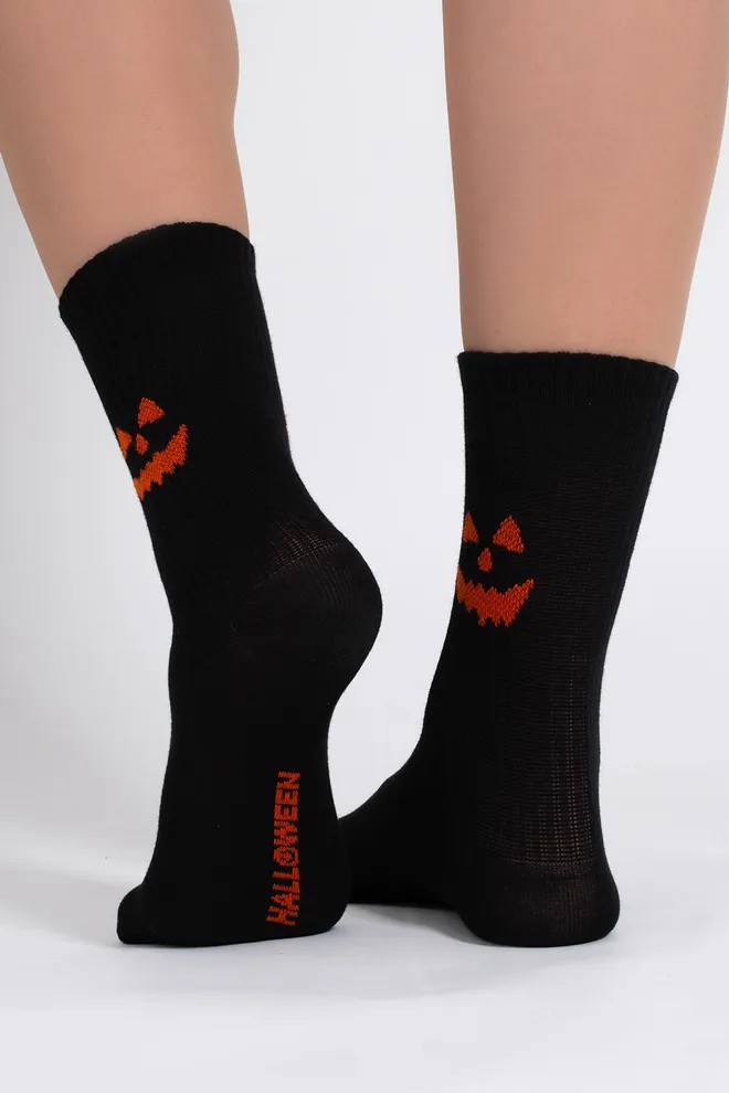 Жіночі шкарпетки з посмішкою на Геловін WS3 HALLOWEEN STRONG 2501 Giulia (black), чорний