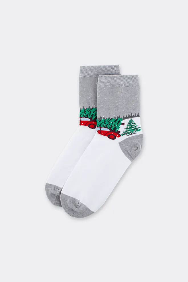 Жіночі шкарпетки новорічні WS3 NEW YEAR 2602 Giulia (silver), сірий