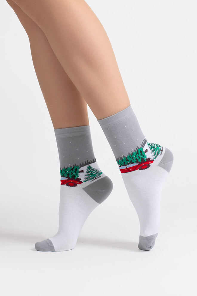 Жіночі шкарпетки новорічні WS3 NEW YEAR 2602 Giulia (silver), сірий