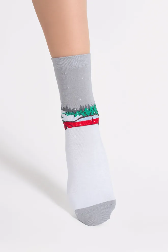 Жіночі шкарпетки новорічні WS3 NEW YEAR 2602 Giulia (silver), сірий