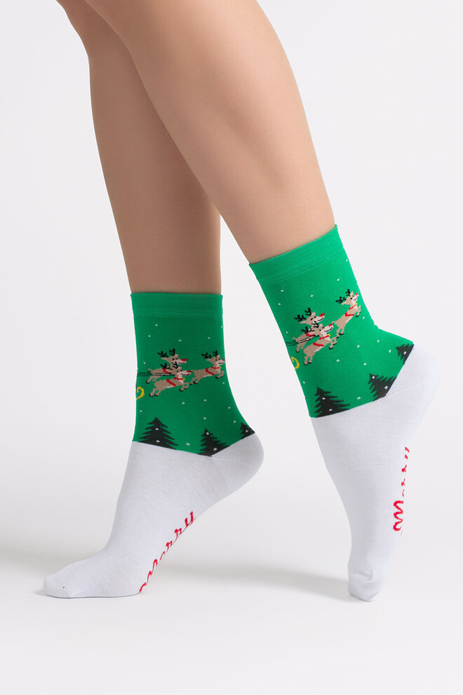 Жіночі різдвяні шкарпетки WS3 NEW YEAR 2606 Giulia (green), зелений