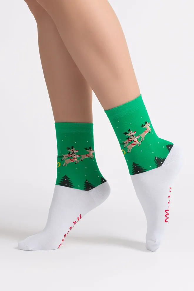 Жіночі різдвяні шкарпетки WS3 NEW YEAR 2606 Giulia (green), зелений