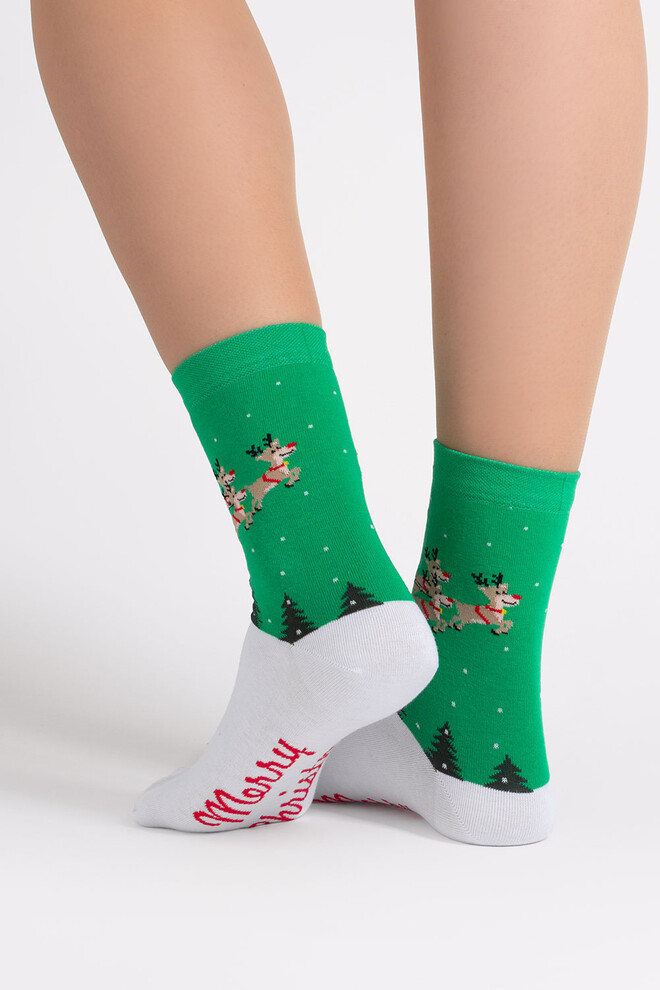 Жіночі різдвяні шкарпетки WS3 NEW YEAR 2606 Giulia (green), зелений