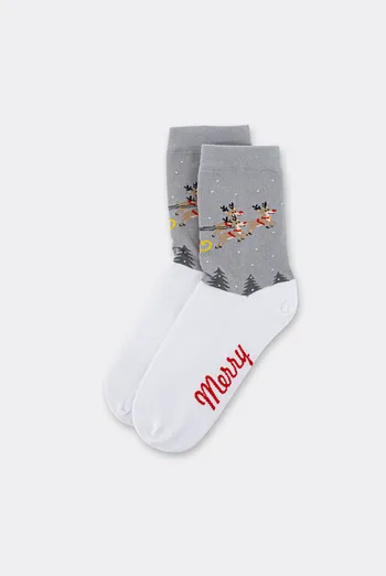 Женские рождественские носки WS3 NEW YEAR 2606 Giulia (white/silver), белый/серый