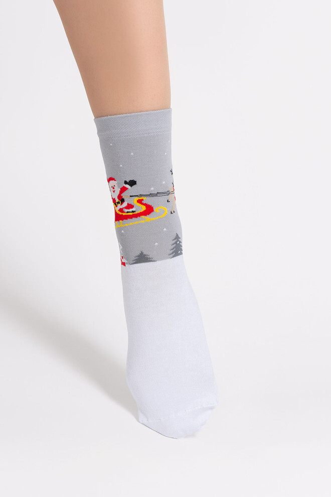 Жіночі різдвяні шкарпетки WS3 NEW YEAR 2606 Giulia (white/silver), білий/сірий
