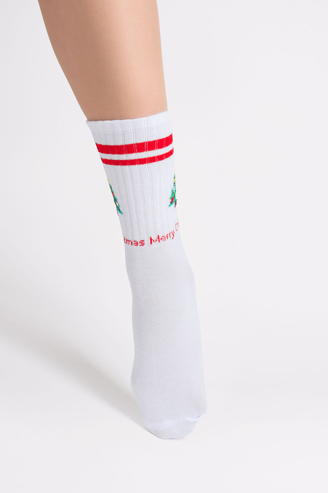 Жіночі шкарпетки з ялинкою WS4 NEW YEAR STRONG 2602 Giulia (white/red), білий/червоний