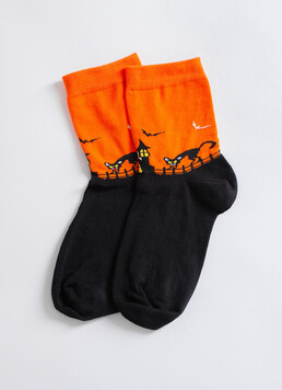 Женские носки с черным котом WS3 HALLOWEEN 2502 Giulia (orange), оранжевый