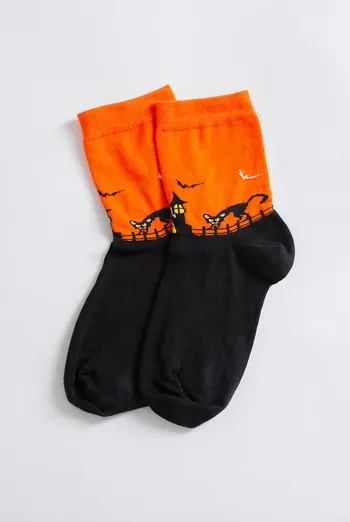 Жіночі шкарпетки з чорним котом WS3 HALLOWEEN 2502 Giulia (orange), помаранчевий