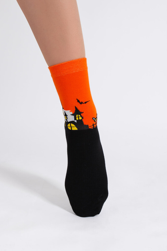 Женские носки с черным котом WS3 HALLOWEEN 2502 Giulia (orange), оранжевый