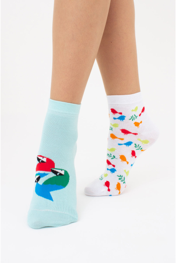 Женские носки с попугаями (2 пары) WS2 FASHION SET 2406 (пак х2) Giulia (pastel turquoise), зеленый Женские носки с попугаями (2 пары) WS2 FASHION SET 2406 (пак х2) Giulia (pastel turquoise), зеленый