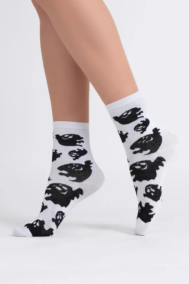 Жіночі шкарпетки з привидами WS3 HALLOWEEN 2505 Giulia (white), білий