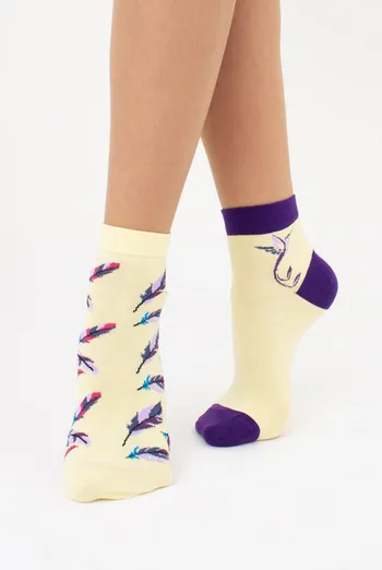 Женские носки с разноцветными перьями (2 пары) WS2 FASHION SET 2407 (пак х2) Giulia (light yellow), желтый Женские носки с разноцветными перьями (2 пары) WS2 FASHION SET 2407 (пак х2) Giulia (light yellow), желтый