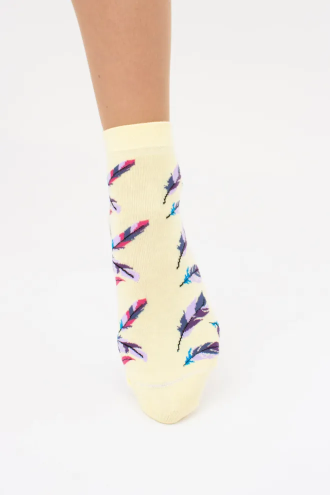 Жіночі шкарпетки з різнокольоровим пір'ям (2 пари) WS2 FASHION SET 2407 (пак х2) Giulia (light yellow), жовтий