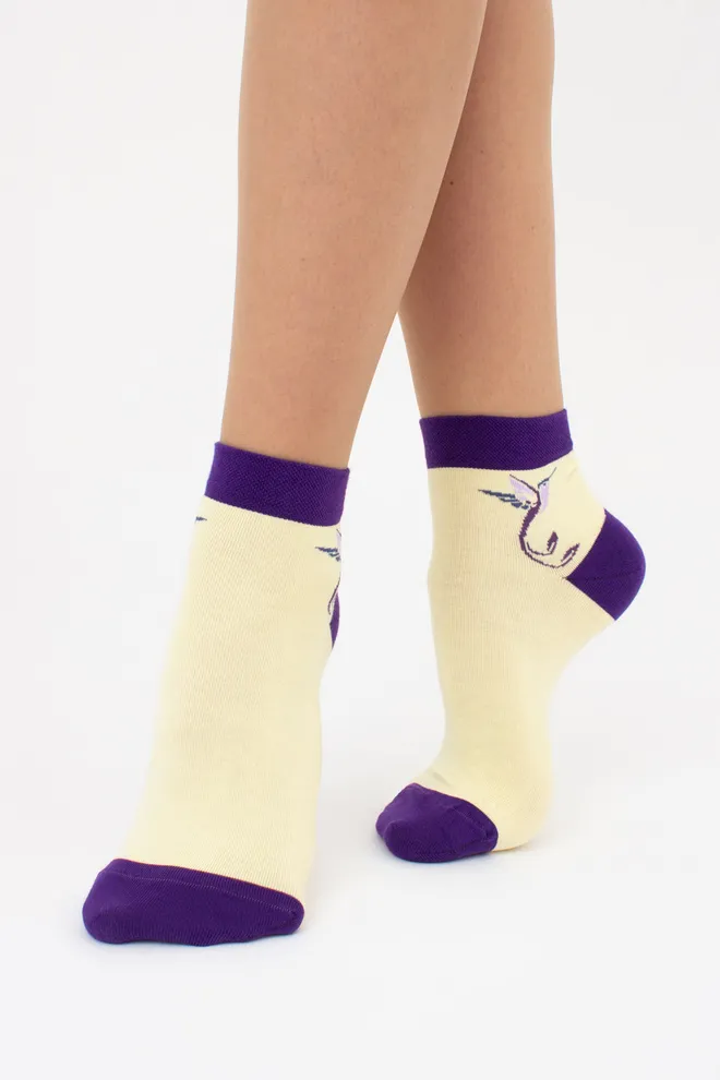 Жіночі шкарпетки з різнокольоровим пір'ям (2 пари) WS2 FASHION SET 2407 (пак х2) Giulia (light yellow), жовтий