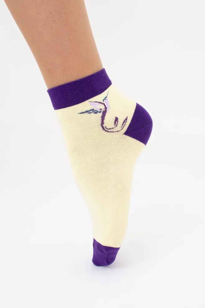 Жіночі шкарпетки з різнокольоровим пір'ям (2 пари) WS2 FASHION SET 2407 (пак х2) Giulia (light yellow), жовтий