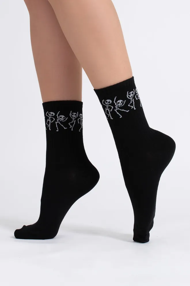 Жіночі шкарпетки з скелетами WS3 HALLOWEEN STRONG 2502 Giulia (black), чорний