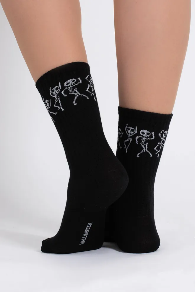 Жіночі шкарпетки з скелетами WS3 HALLOWEEN STRONG 2502 Giulia (black), чорний