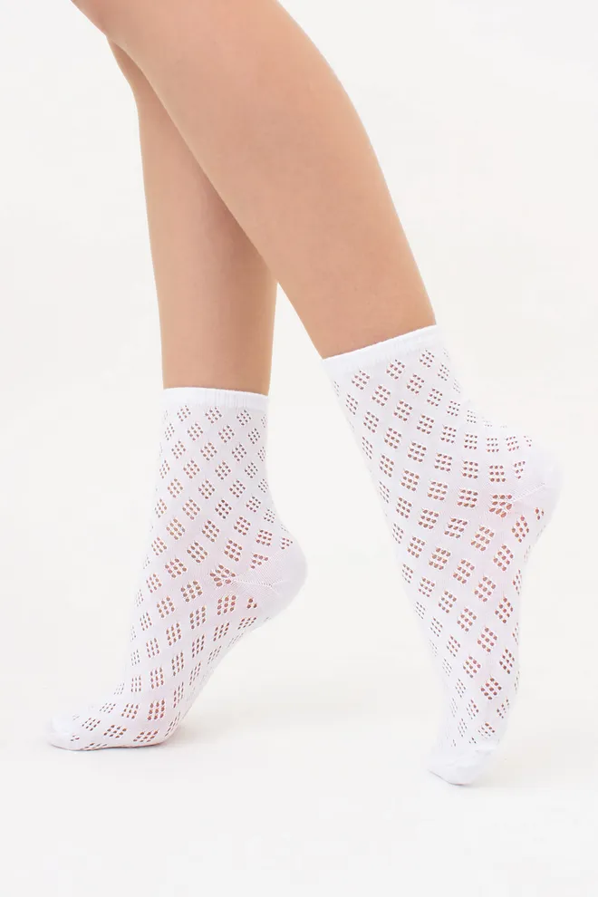 Жіночі високі ажурні шкарпетки WS3 AIR 001 (V1) Giulia (bianco), білий