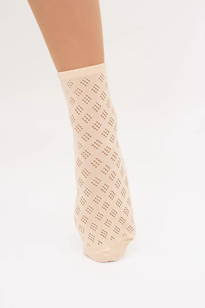 Жіночі високі ажурні шкарпетки WS3 AIR 001 (V1) Giulia (beige), бежевий