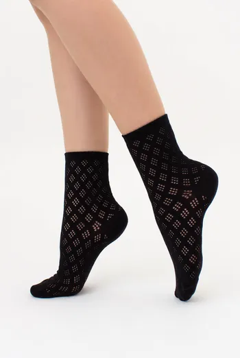 Жіночі високі ажурні шкарпетки WS3 AIR 001 (V1) Giulia (nero), чорний