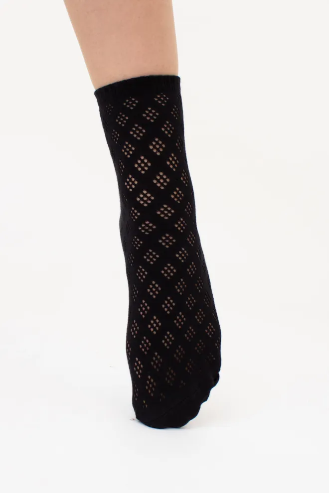 Женские высокие ажурные носки WS3 AIR 001 (V1) Giulia (nero), чёрный