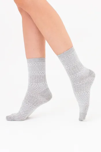 Жіночі високі шкарпетки з фактурним візерунком WS3 BACKGROUND 003 Giulia (light grey melange), сірий