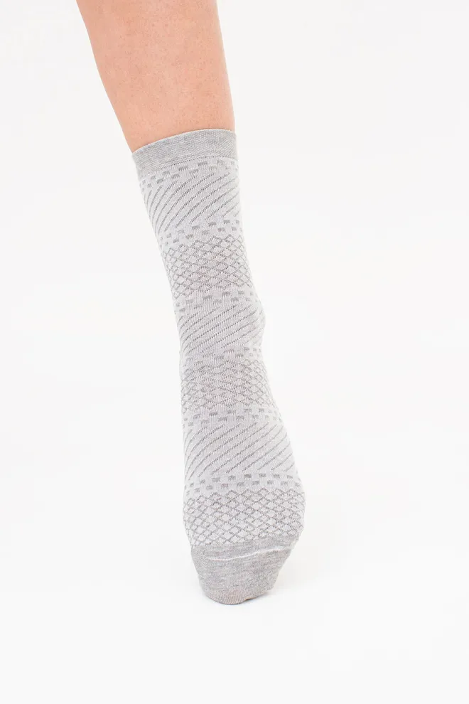 Жіночі високі шкарпетки з фактурним візерунком WS3 BACKGROUND 003 Giulia (light grey melange), сірий