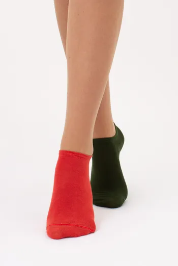 Шкарпетки жіночі короткі Ws1 classic Giulia 2 пари (khaki/ceramite), зелений/помаранчевий