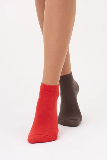 Шкарпетки жіночі короткі 2 пари WS2 CLASSIC Giulia (haze/ceramite), коричневий/помаранчевий