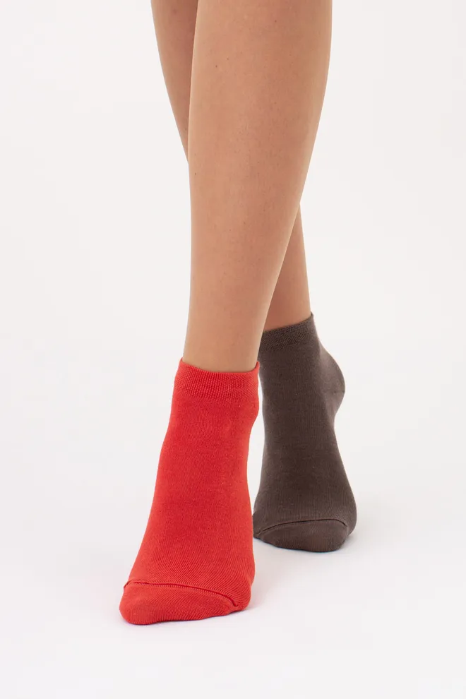 Шкарпетки жіночі короткі 2 пари WS2 CLASSIC Giulia (haze/ceramite), коричневий/помаранчевий