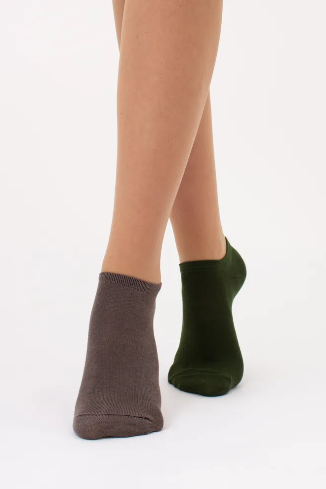 Шкарпетки жіночі короткі Ws1 classic Giulia 2 пари (haze/khaki), коричневий/зелений