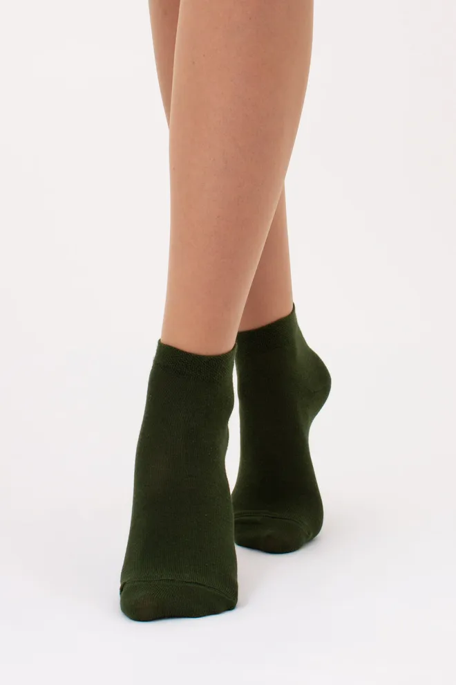 Шкарпетки жіночі короткі 2 пари WS2 CLASSIC Giulia (khaki/ceramite), зелений/помаранчевий