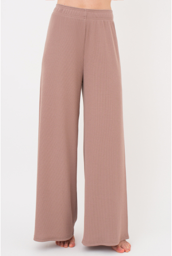 Жіночі штани-палаццо в рубчик з бавовни RIB 4314/010 Giulia (light beige), бежевий Жіночі штани-палаццо в рубчик з бавовни RIB 4314/010 Giulia (light beige), бежевий
