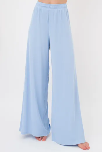 Женские штаны-палаццо в рубчик из хлопка RIB 4314/010 Giulia (light blue), голубой Женские штаны-палаццо в рубчик из хлопка RIB 4314/010 Giulia (light blue), голубой