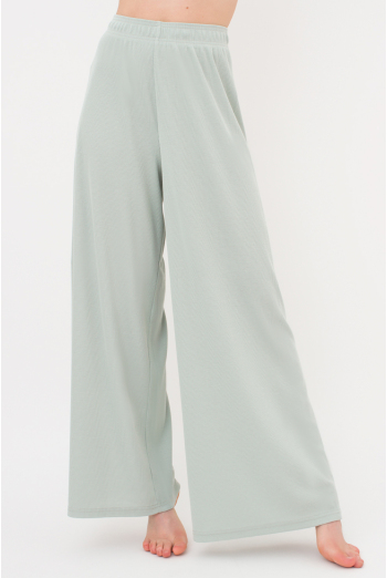 Жіночі штани-палаццо в рубчик з бавовни RIB 4314/010 Giulia (mint), зелений Жіночі штани-палаццо в рубчик з бавовни RIB 4314/010 Giulia (mint), зелений