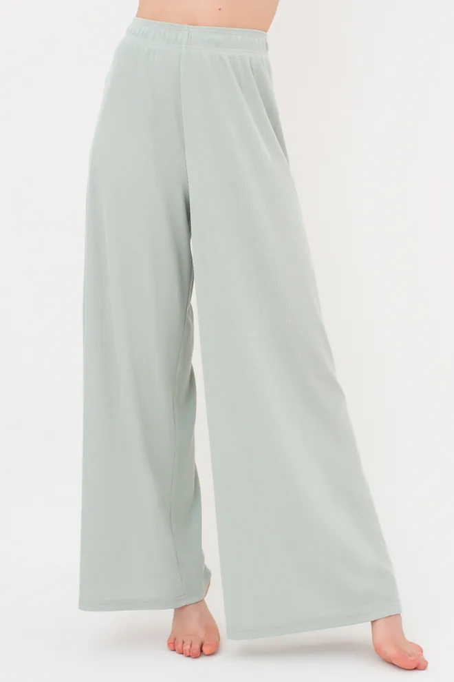 Женские штаны-палаццо в рубчик из хлопка RIB 4314/010 Giulia (mint), зеленый