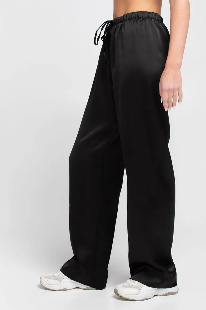 Широкие шелковые штаны ROYAL SILK 4332/050 Giulia (black), черный