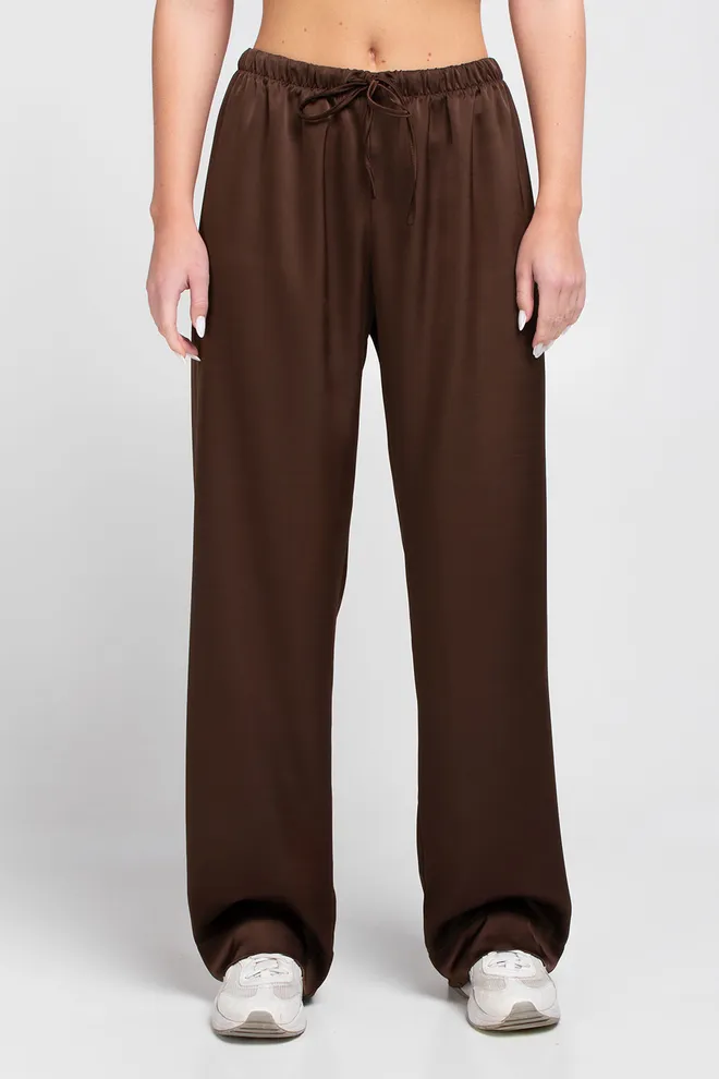Широкие шелковые штаны ROYAL SILK 4332/050 Giulia (chocolate brown), коричневый
