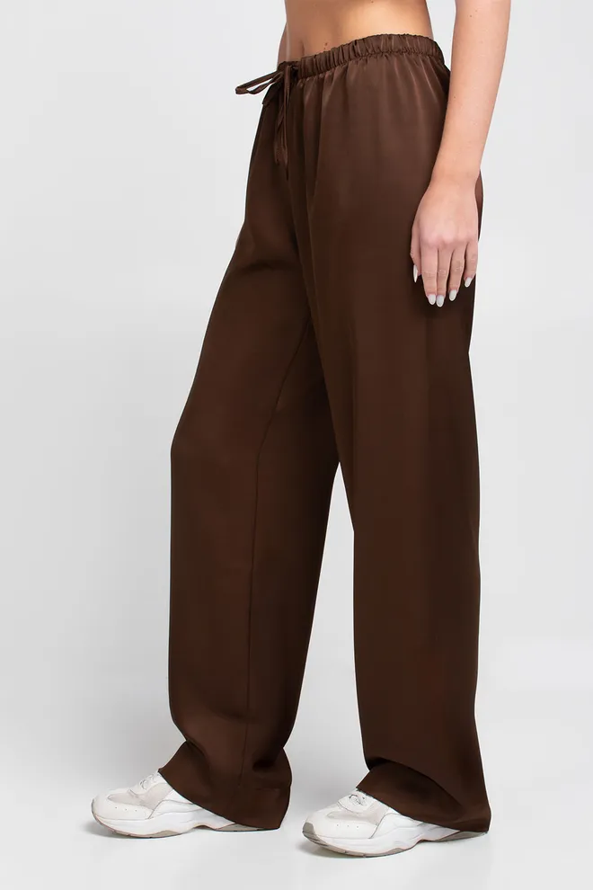 Широкие шелковые штаны ROYAL SILK 4332/050 Giulia (chocolate brown), коричневый