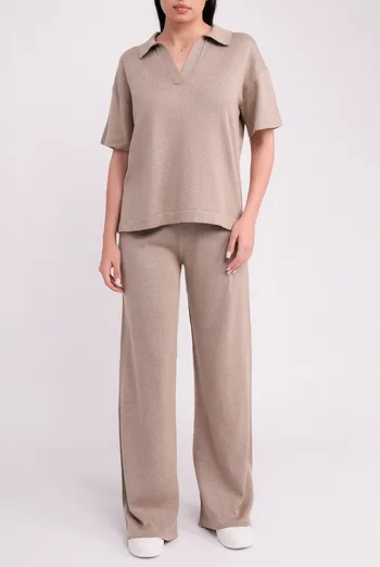 Вязаные штаны прямого кроя FREYJA CTN 4327/230 Giulia (light brown), коричневый