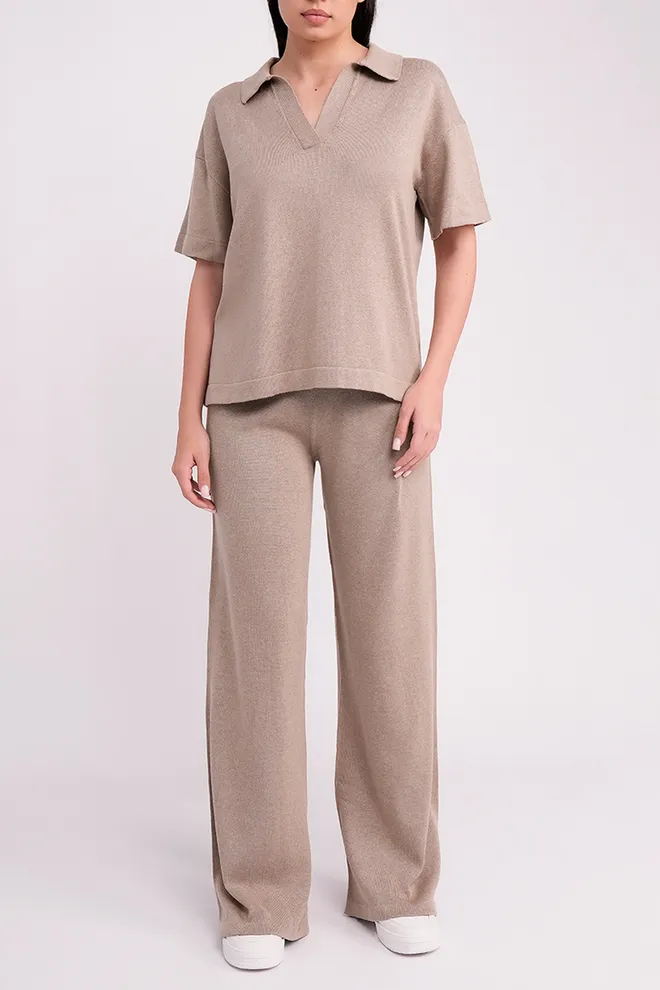 Вязаные штаны прямого кроя FREYJA CTN 4327/230 Giulia (light brown), коричневый