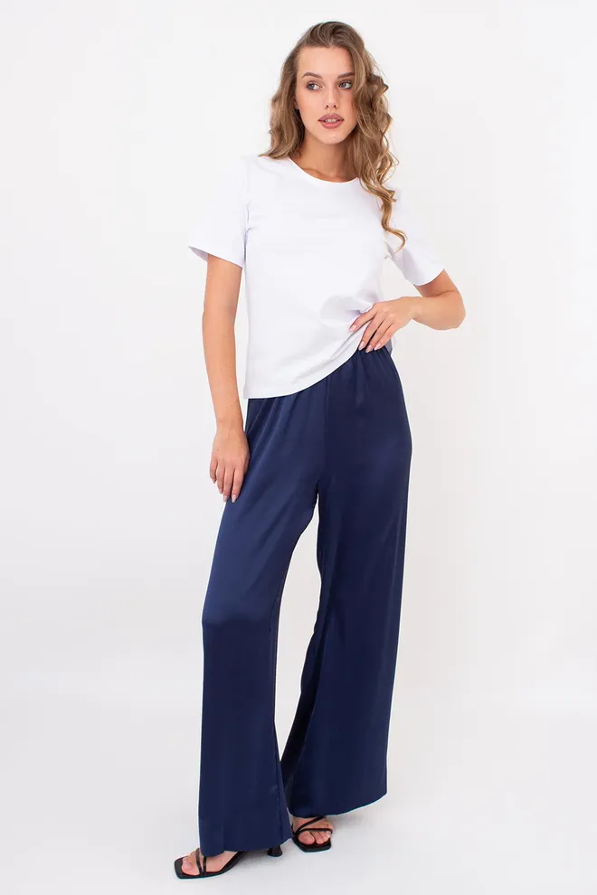 Женские шелковые брюки палаццо ROYAL SILK 4329/050 Giulia (navy), синий