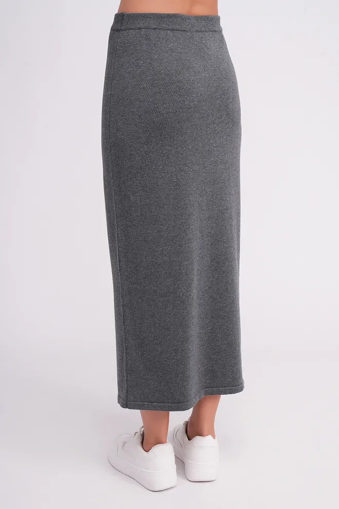 Спідниця міді з в'язаного трикотажу FREYJA CTN 8504/230 Giulia (asphalt melange), сірий