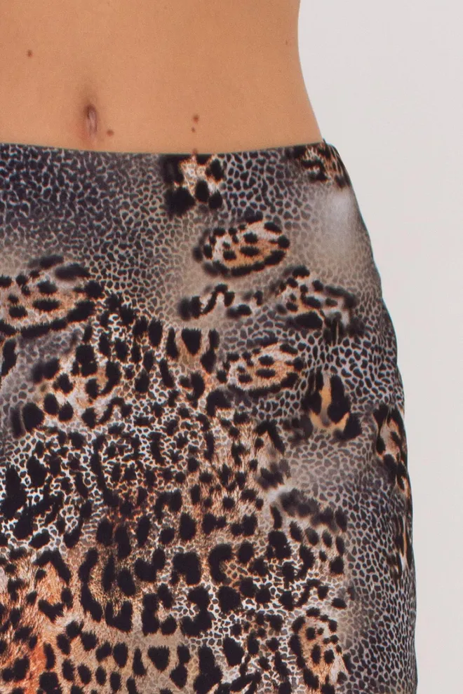 Юбка миди с анималистическим принтом SAVANNA SKIRT 8503/050 Giulia (leopard grey), серый