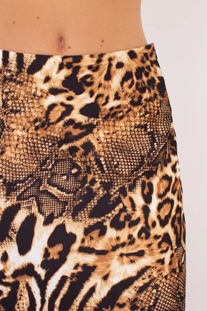 Юбка миди с анималистическим принтом SAVANNA SKIRT 8503/050 Giulia (animal orange), оранжевый