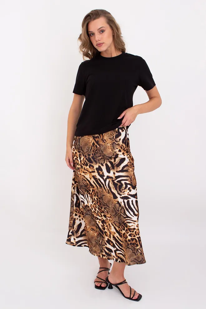 Юбка миди с анималистическим принтом SAVANNA SKIRT 8503/050 Giulia (animal orange), оранжевый